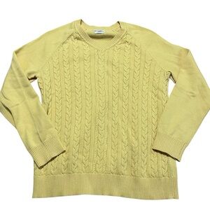 Butter Yellow Cable Knit Sweater Size Medium Fall Classic Old Money Gilmore Girl